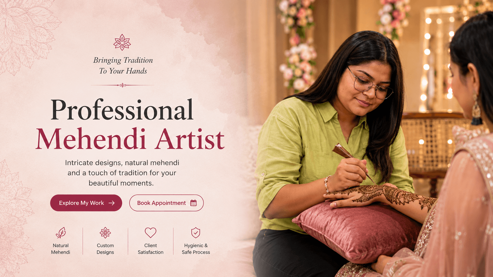 Avani creating mehendi art